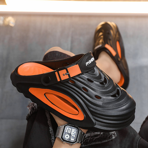 男士户外包头半拖鞋2026新款春季外穿时尚洞洞鞋厚底防滑开车