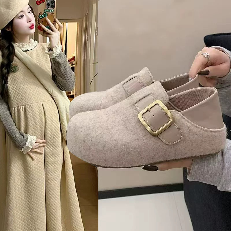 孕妇鞋女外穿防滑单鞋孕期水肿一脚蹬鞋子勃肯鞋软底不累脚乐福鞋