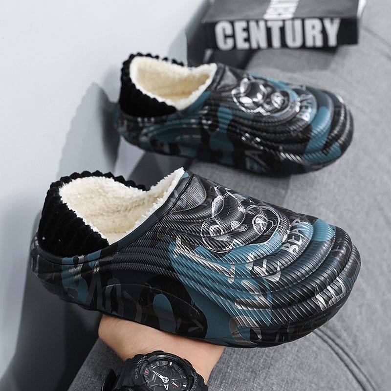 棉拖鞋男款冬季加绒保暖室内居家包跟棉鞋青少年防水防滑大码拖鞋