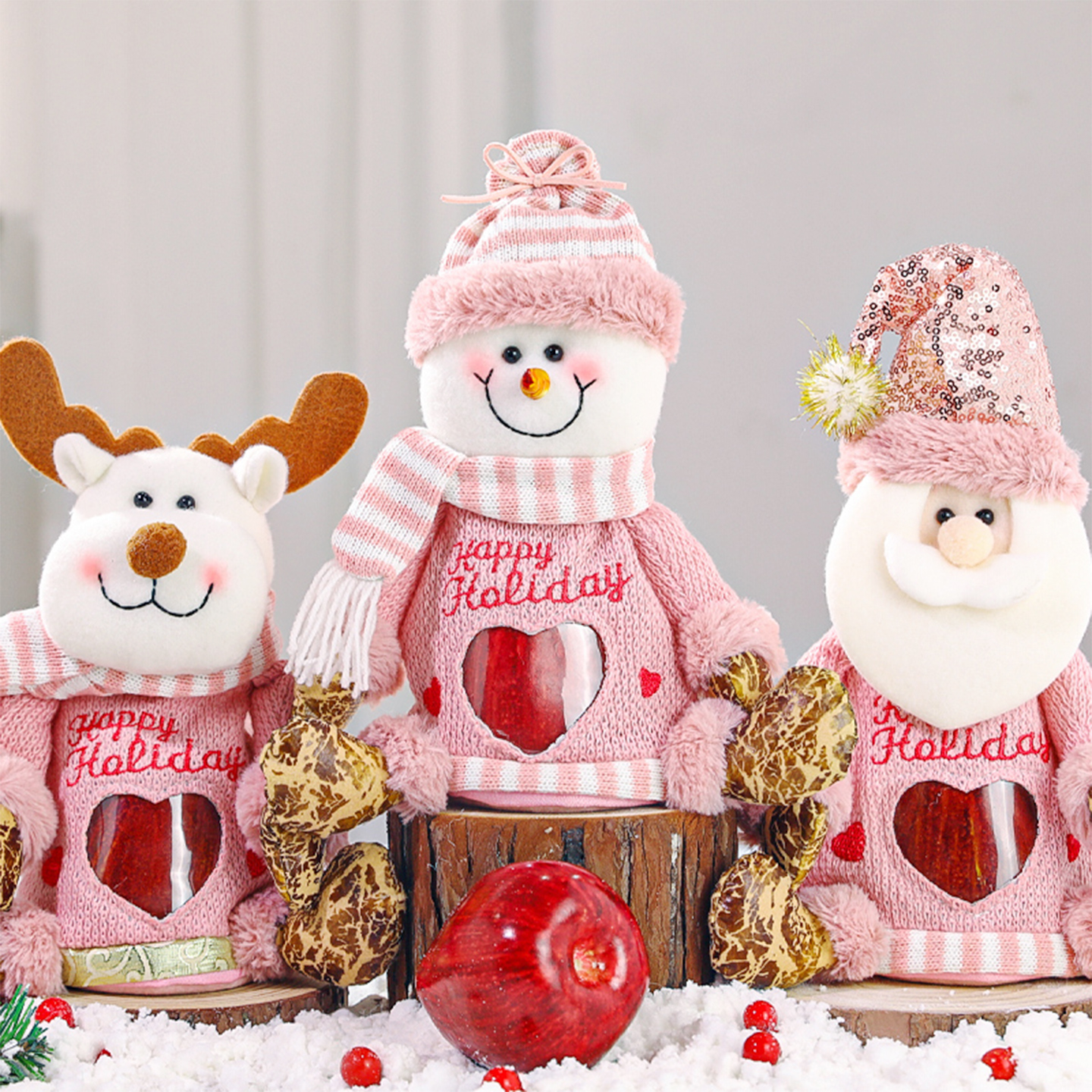 圣诞节礼物苹果袋子平安夜儿童糖果平安果包装礼盒圣诞装饰小礼品