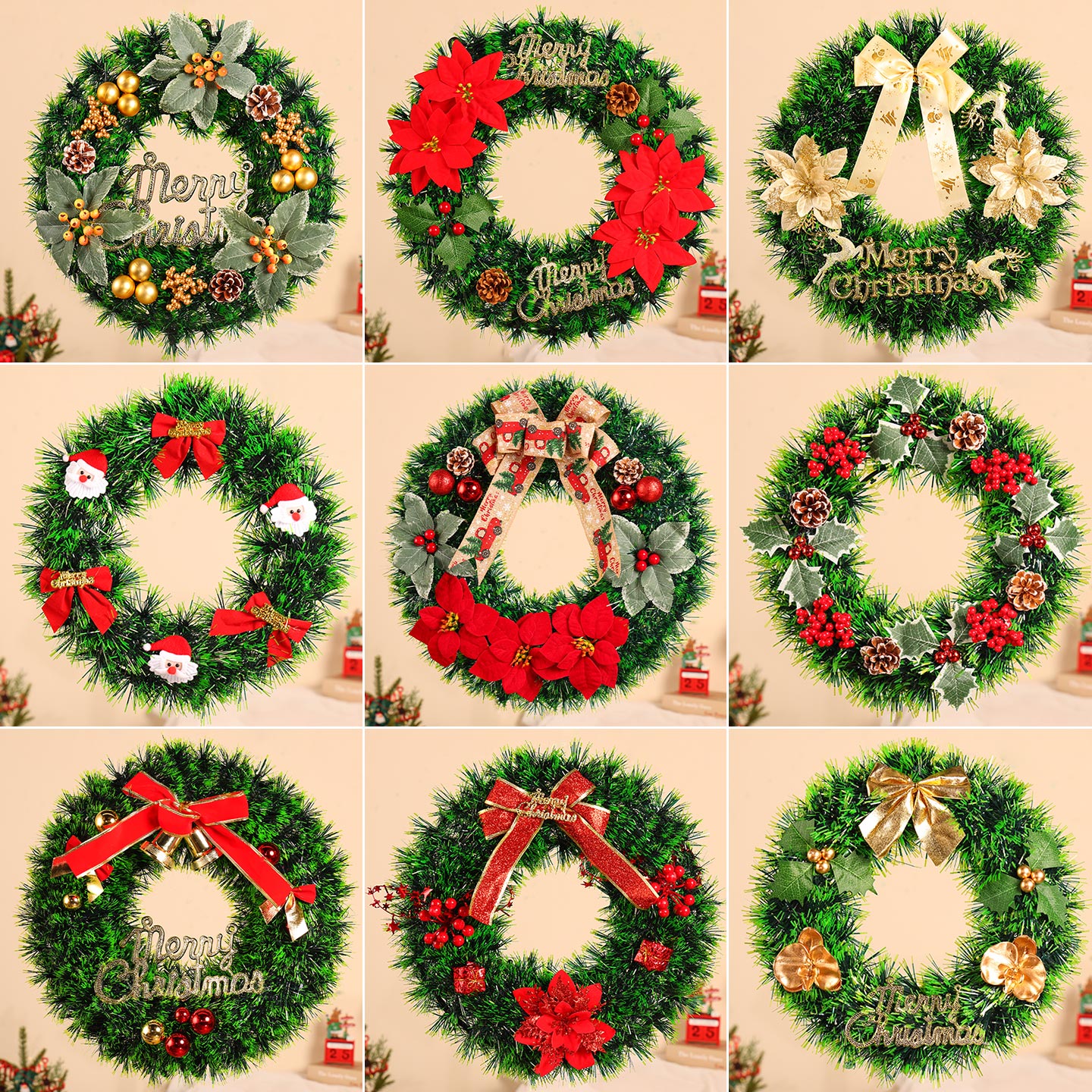 圣诞节装饰花环挂件场景氛围布置