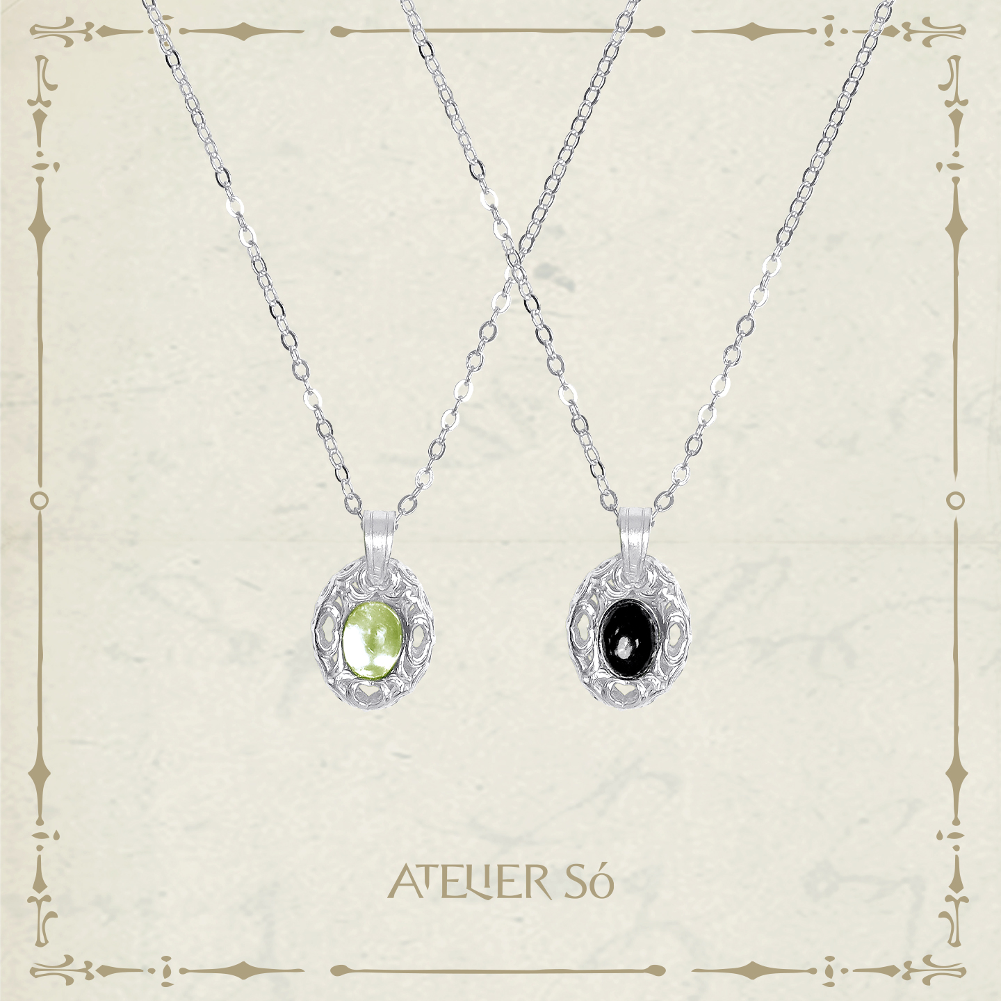 ATELIERSO 26SS 水泽颂耳钉/项链（黑曜石）