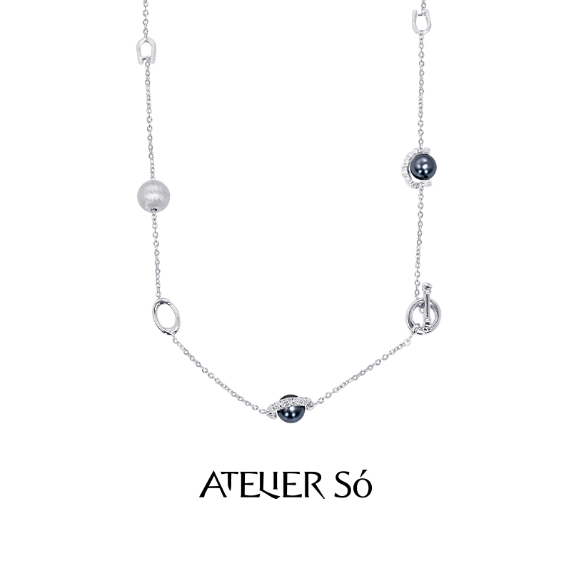 克拉珍珠OT扣925纯银长项链