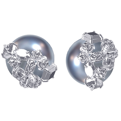 ATELIERSO灰珠925纯银耳钉