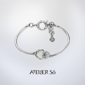 23SS贝母纹理花925纯银手镯 deepmoss ATELIERSO