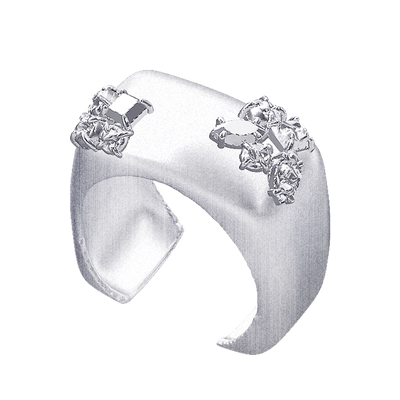 ATELIERSO 24AW KARAT系列-碎克拉拉丝方形纯银宽戒