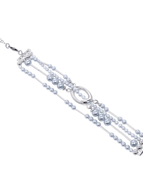 椭圆多层串珠925纯银手链