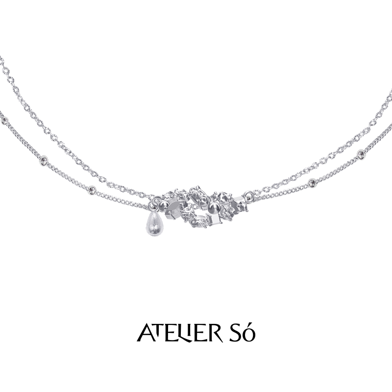 ATELIERSO倪索碎克拉垂坠银项链