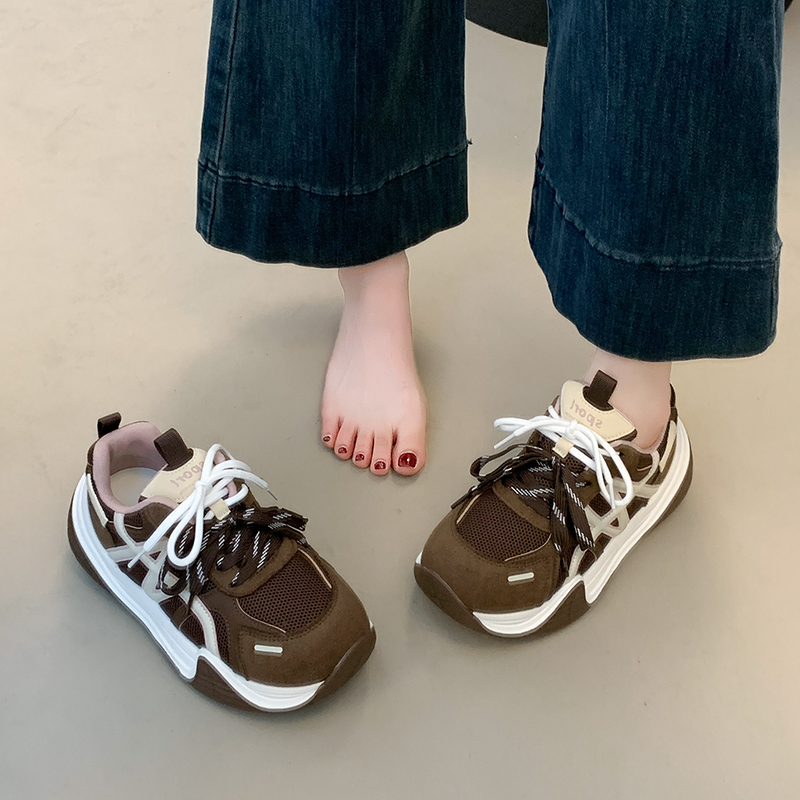 增高厚底阿甘鞋女款2025秋季新款百搭轻便休闲运动鞋老爹鞋德训鞋