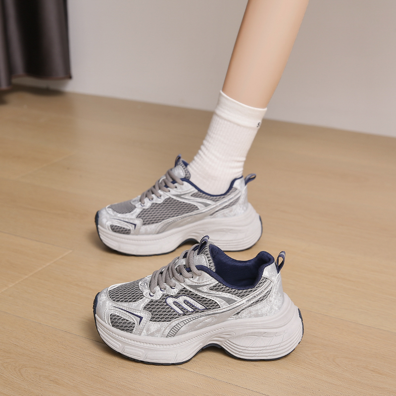显脚小厚底老爹鞋子女2025秋季新款爆款超火小个子增高休闲运动鞋