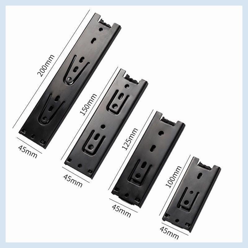 黑钢三节短款滑轨150抽屉轨道化妆柜4寸5寸6寸超短滑道阻尼导轨