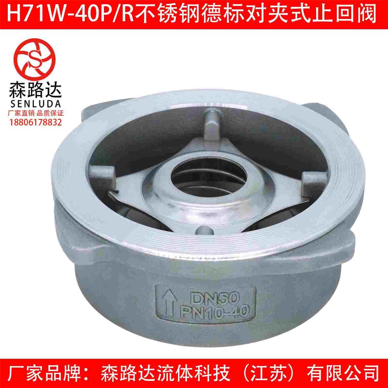 森路达H71F-40P/R不锈钢304/316德标止回阀对夹升降弹簧式止回阀