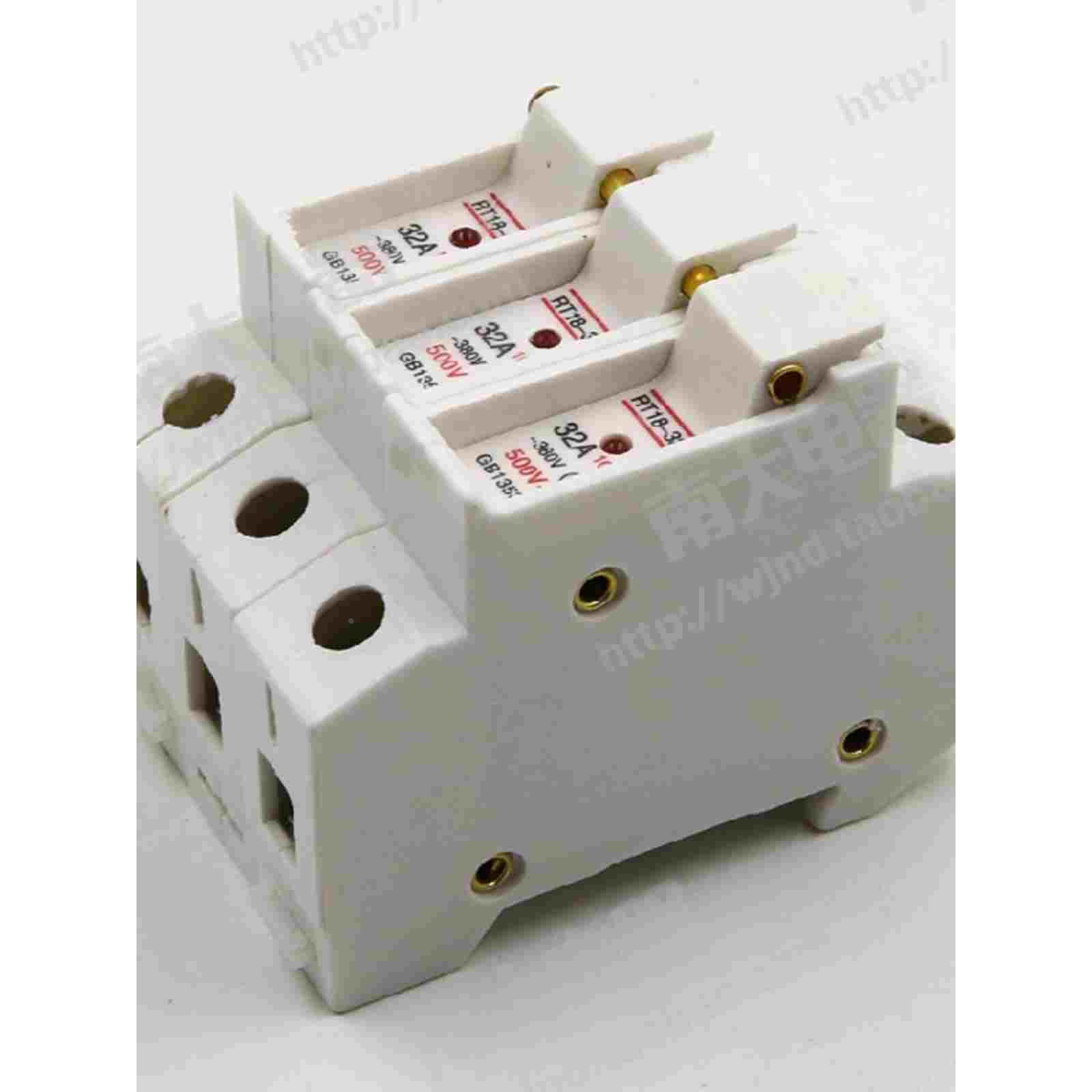 RT18-63X-3P导轨安装保险丝熔断器底座3P63A带指示灯