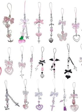 Resin Strawberry Keychain Acrylic Bowknot Phone Charm Handma