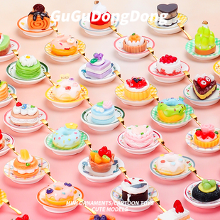 过家家玩具迷你微缩食玩甜甜圈蛋糕甜品食物刀子叉子盘子仿真模型