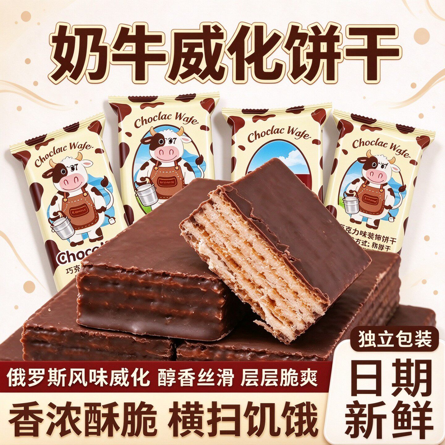 武阿哥奶牛威化饼干巧克力涂层