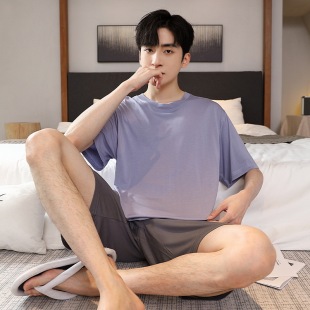 青少年休闲凉爽家居服套装 莫代尔男士 短袖 冰丝睡衣夏季 2025新款
