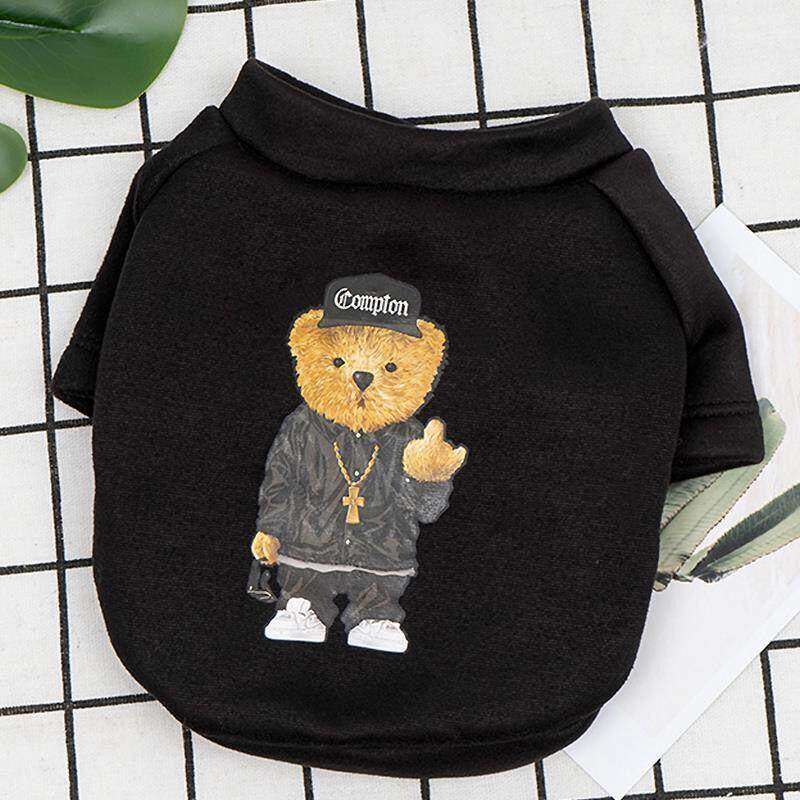 狗狗衣服春夏款两脚潮牌黑熊印花卫衣比熊泰迪柯基宠物服饰