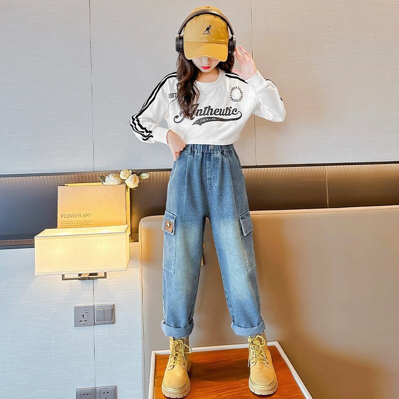 女童女式休闲工装裤2025年新款户外长裤童装酷炫潮装潮裤潮酷百搭