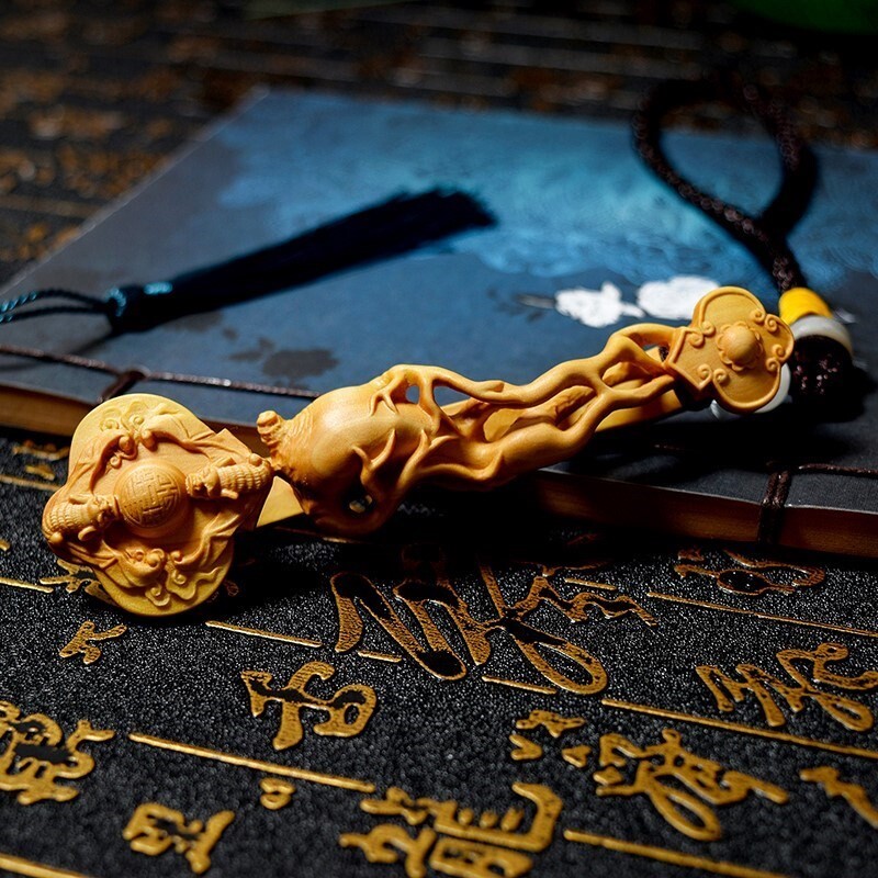 黄杨木雕女款生命之源挂件吊坠汽车挂坠把玩手把件收藏工艺