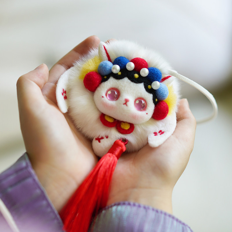 토끼 펜던트 수제 DIY 양모는 남자 친구와 가장 친한 친구를위한 창조적 인 선물을 교수형 생일 선물 소녀 플러시 가방을 느꼈다