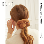 ELLE肥肠大肠圈毛绒仿珍珠发圈精致毛绒可爱发绳高级感发饰头绳