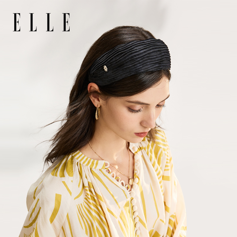 ELLE时尚褶皱宽发箍新款女士春夏法式优雅百搭发饰头饰36SE91019