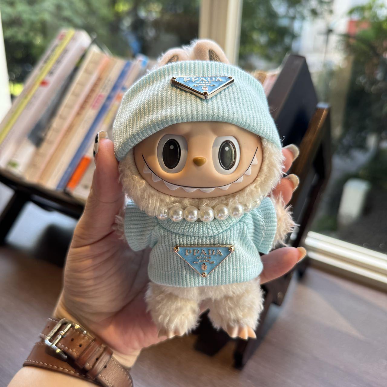 【仅套装】拉布布玩偶衣服带帽子珍珠项链针织套装拉布布公仔衣服