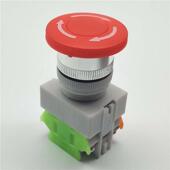 LAY7 银点22mm蘑菇头带自锁紧急停止按钮开关LAY37 11ZS Y090