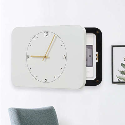 木目iwood 电表箱装饰画带钟表 强 电箱装饰遮挡时钟挂钟现代简约