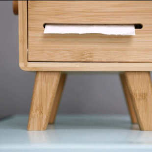 纸巾盒竹木创意家居收纳盒 笑脸纸巾盒 办公室专用站立式卷纸盒