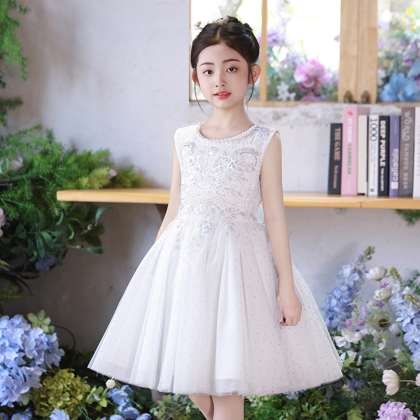 女童无袖背心公主裙2026新款花童礼服儿童蓬蓬纱裙宝宝生日连衣裙