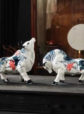 创意牛气冲天家居摆件高档牛摆件电视柜办公室客厅家居酒柜摆饰