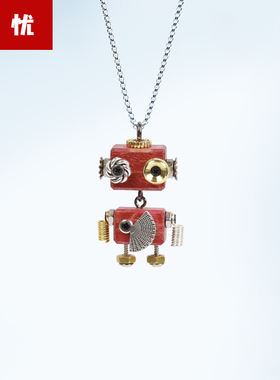 【无忧】朋克机器人手工项链创意礼品木制钥匙扣情侣礼物钥匙扣