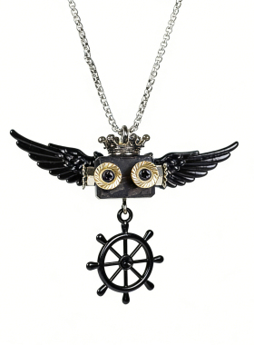 【黑齿轮】朋克机器人手工项链创意礼品木制钥匙扣情侣礼物钥匙扣