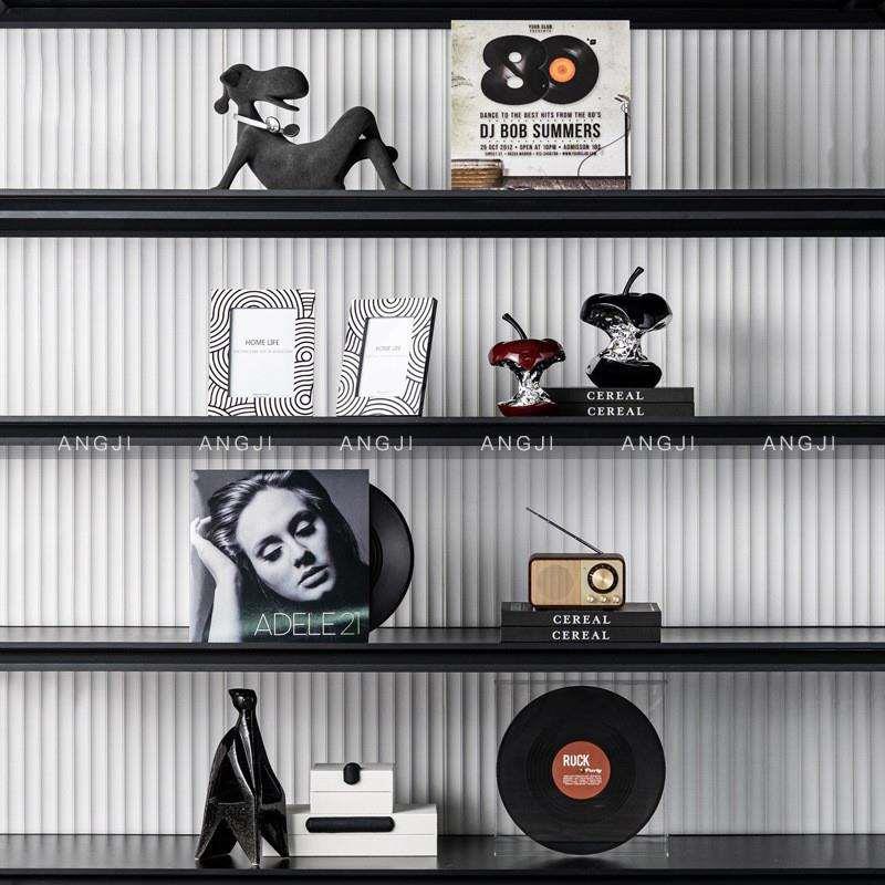 高级感客厅电视柜壁龛摆件轻奢样板间黑胶片室内软装设计师装饰品