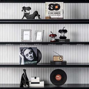 高级感客厅电视柜壁龛摆件轻奢样板间黑胶片室内软装设计师装饰品