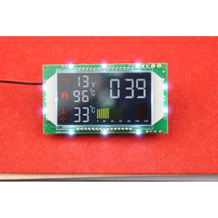 双路温度显示模块 汽车水温模组 温度计带电压表带时间 DIY模块