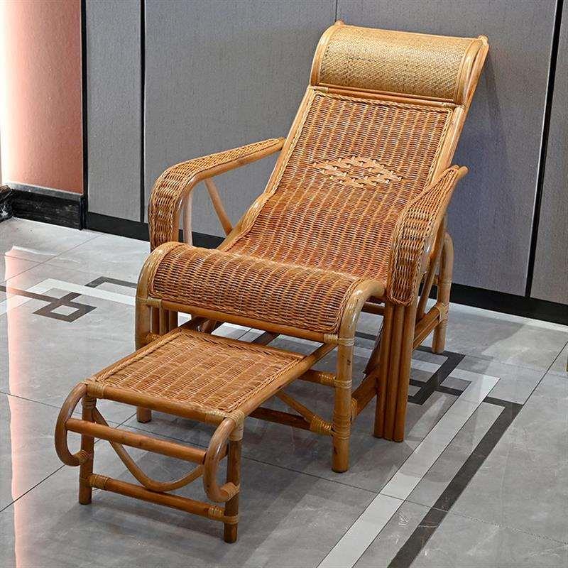 天然真藤躺椅老人午休高档家用躺椅懒人真藤休闲藤编椅子名