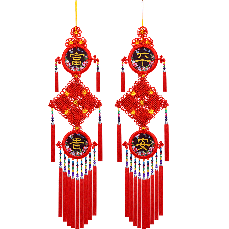 高档中国结对联挂件大号电视背景墙装饰客厅门上桃木福字玄关过年