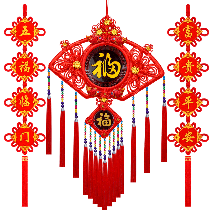 新款扇形中国结挂件电视背景墙