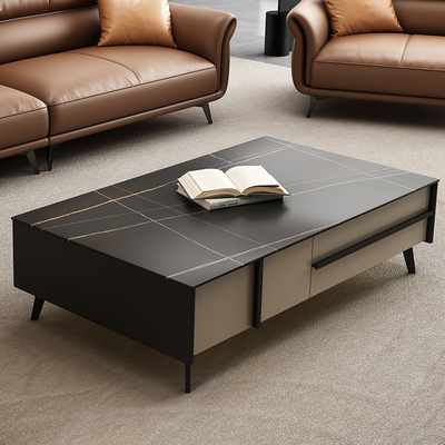 岩板茶几办公室意式极简商务休闲接待室会客小户型现代轻奢桌子