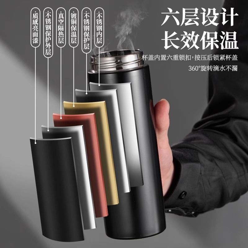 一键开盖车载保温杯316男士高档泡茶水杯办公室速开茶水分离定制