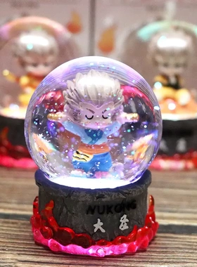 新款悟空神话水晶球盲盒树脂发光小号齐天大圣孙悟空摆件学生礼品