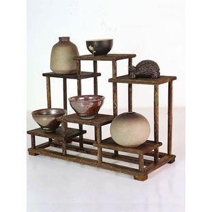 桌面博古架实木多宝阁茶具小架子中式 展示架茶杯摆件置物架收纳架
