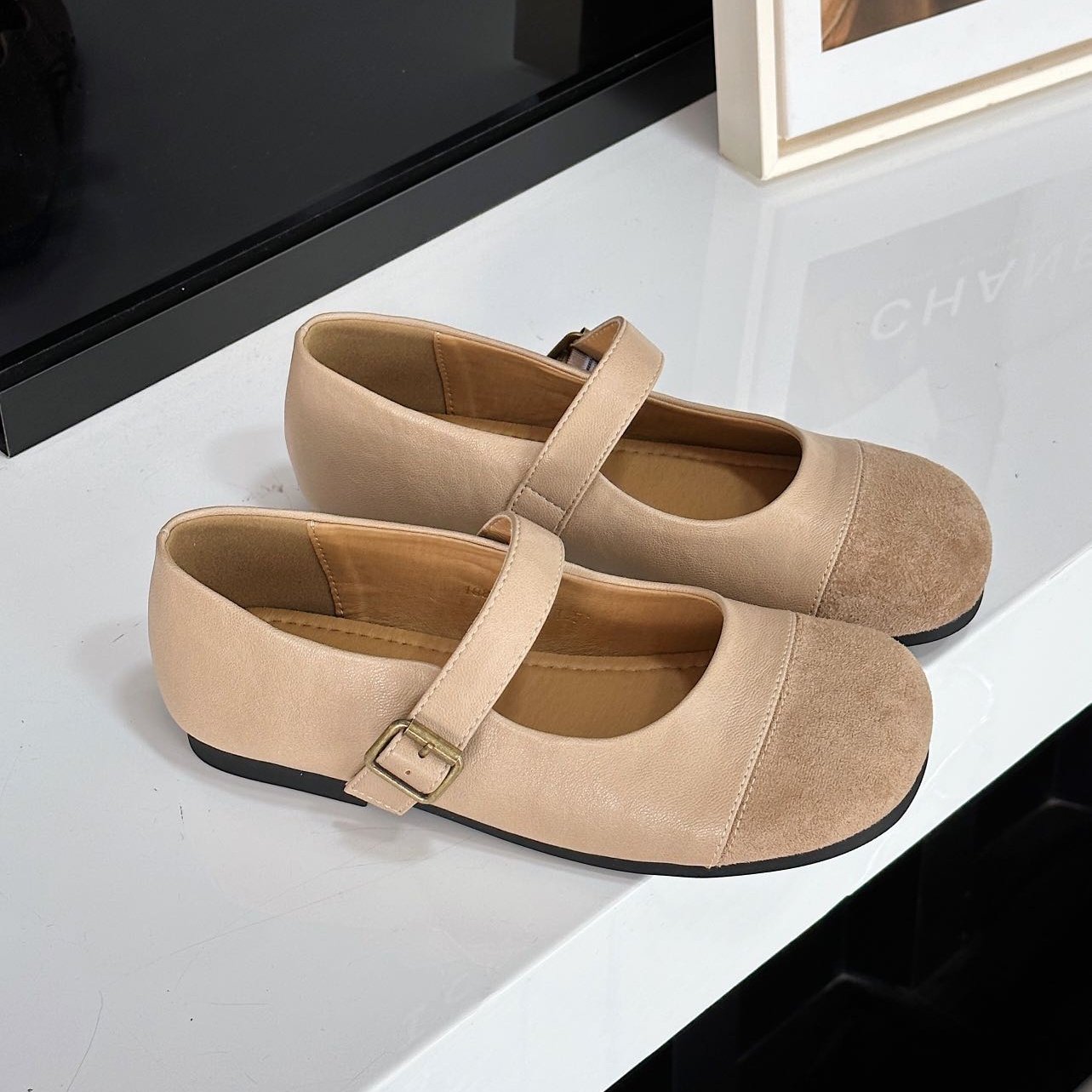 悦薇正品旗舰高品质女鞋圆头拼接平底百搭豆豆鞋单鞋配裙子晚晚风,女鞋,浅口单鞋,淘宝优惠券,粉丝福利购,淘宝优惠卷