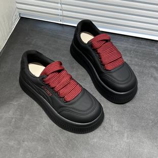 悦薇高品质女鞋厚底板鞋新款运动休闲鞋百搭小白鞋复古面包屑