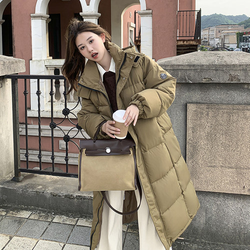 实拍 羽绒服女冬季中长款过膝韩版宽松学院风加厚ins休闲棉衣棉服