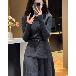裙 穿搭一整套今年流行漂亮两件套针织毛衣小香风套装 2025秋季 女装
