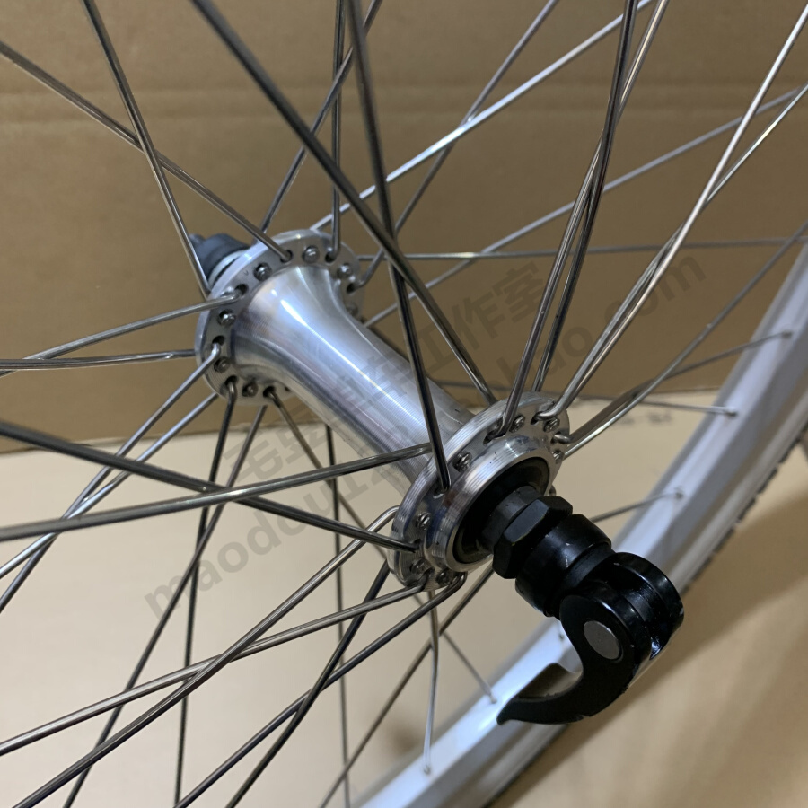 。孔前24X1.75山地自行车前轮组47-组507珠档V轮快花鼓拆36